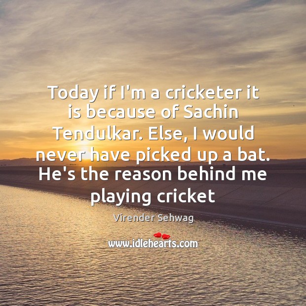 Today if I’m a cricketer it is because of Sachin Tendulkar. Else, Virender Sehwag Picture Quote