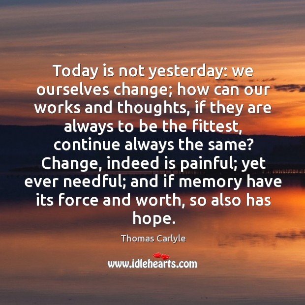 Today is not yesterday: we ourselves change; how can our works and Image