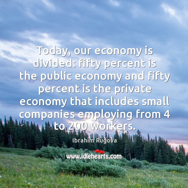 Today, our economy is divided: fifty percent is the public economy and fifty percent is the private Economy Quotes Image