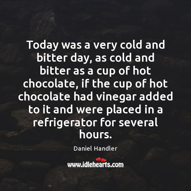 Today was a very cold and bitter day, as cold and bitter Daniel Handler Picture Quote
