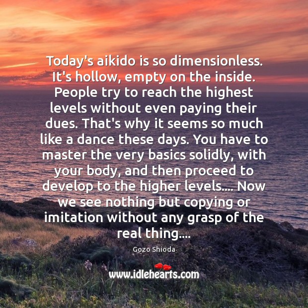 Today’s aikido is so dimensionless. It’s hollow, empty on the inside. People Image
