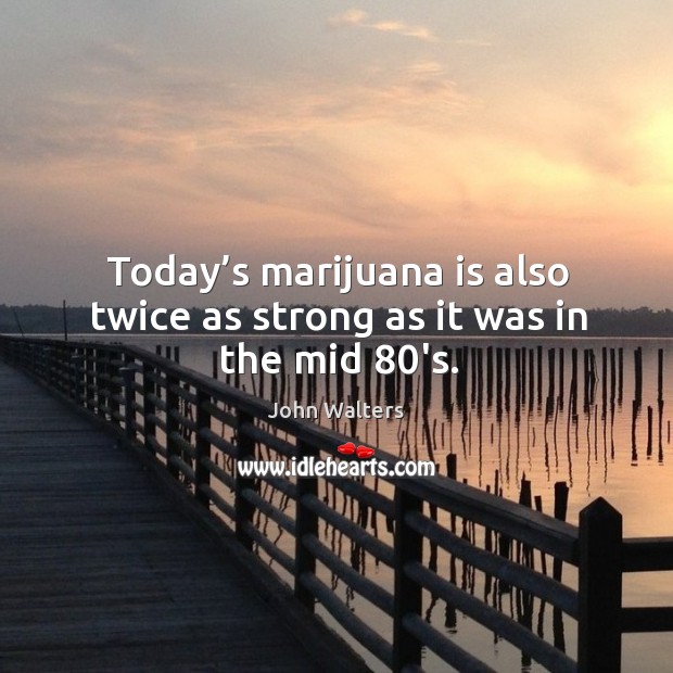 Today’s marijuana is also twice as strong as it was in the mid 80’s. John Walters Picture Quote