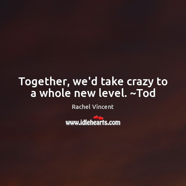 Together, we’d take crazy to a whole new level. ~Tod Rachel Vincent Picture Quote