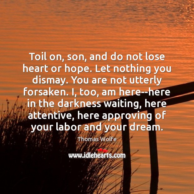 Toil on, son, and do not lose heart or hope. Let nothing Image