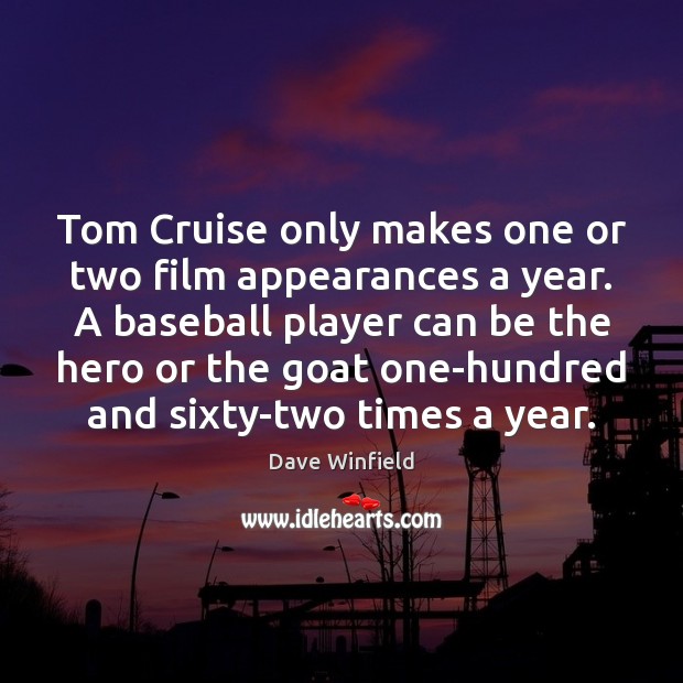 Tom Cruise only makes one or two film appearances a year. A Dave Winfield Picture Quote