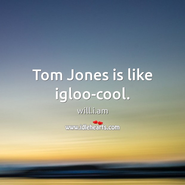 Tom Jones is like igloo-cool. will.i.am Picture Quote