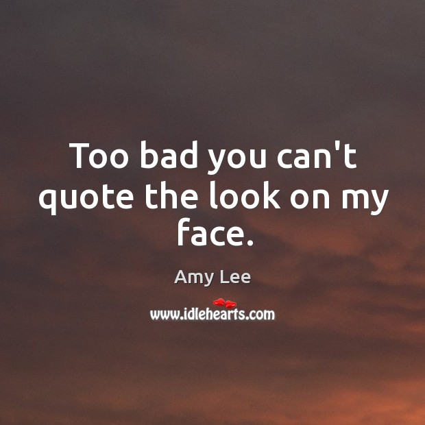 Too bad you can’t quote the look on my face. Amy Lee Picture Quote