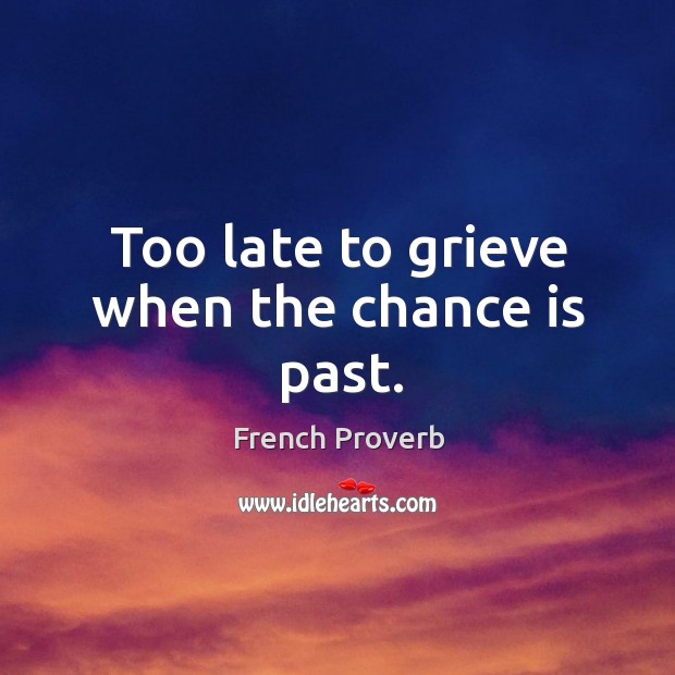 Too late to grieve when the chance is past. French Proverbs Image