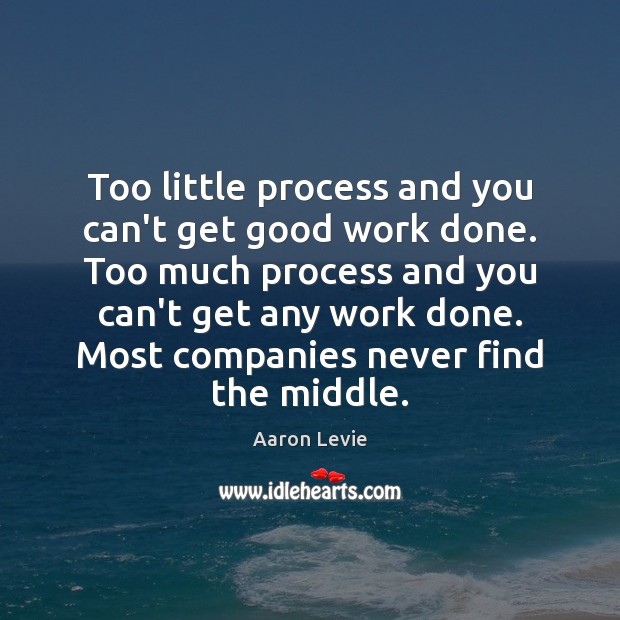 Too little process and you can’t get good work done. Too much Aaron Levie Picture Quote