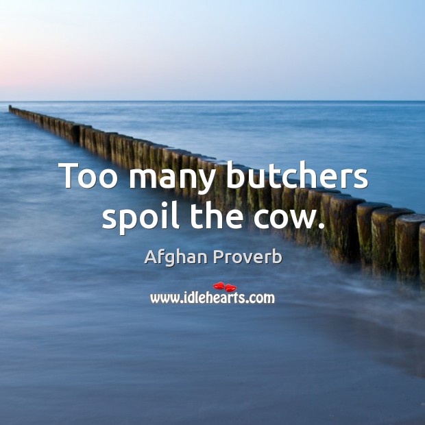 Too many butchers spoil the cow. Afghan Proverbs Image