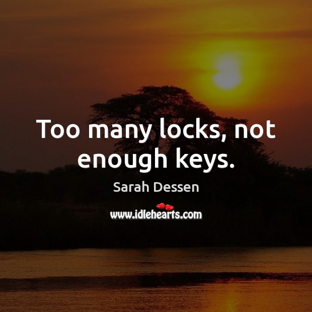 Too many locks, not enough keys. Sarah Dessen Picture Quote