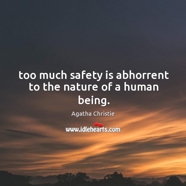 Too much safety is abhorrent to the nature of a human being. Safety Quotes Image