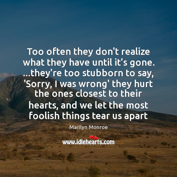 Too often they don’t realize what they have until it’s gone. …they’re Realize Quotes Image