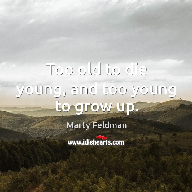 Too old to die young, and too young to grow up. Image
