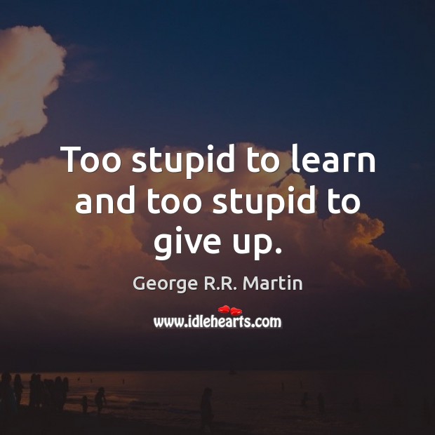 Too stupid to learn and too stupid to give up. Image