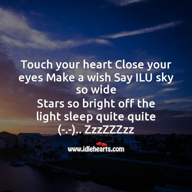 Touch your heart close your eyes Good Night Messages Image
