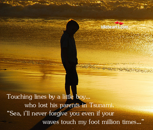 Touching lines by a little boy who lost his parents in tsunami Image