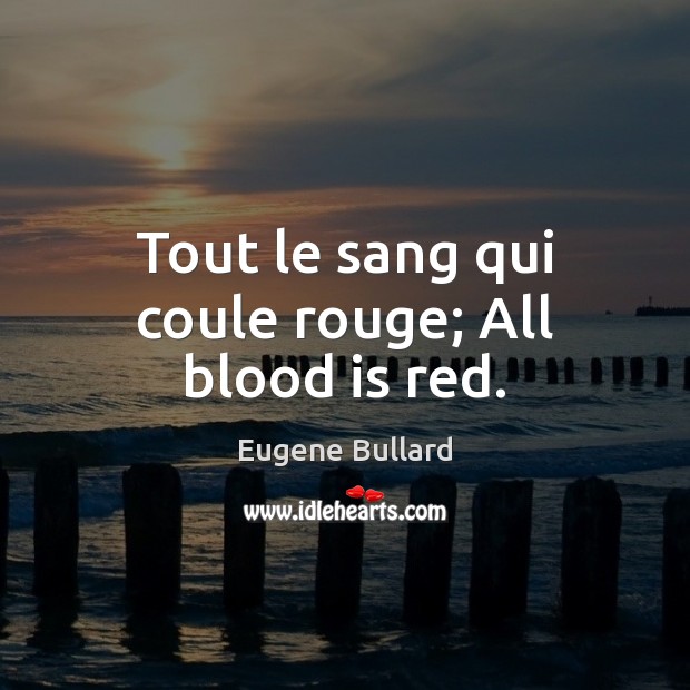Tout le sang qui coule rouge; All blood is red. Eugene Bullard Picture Quote