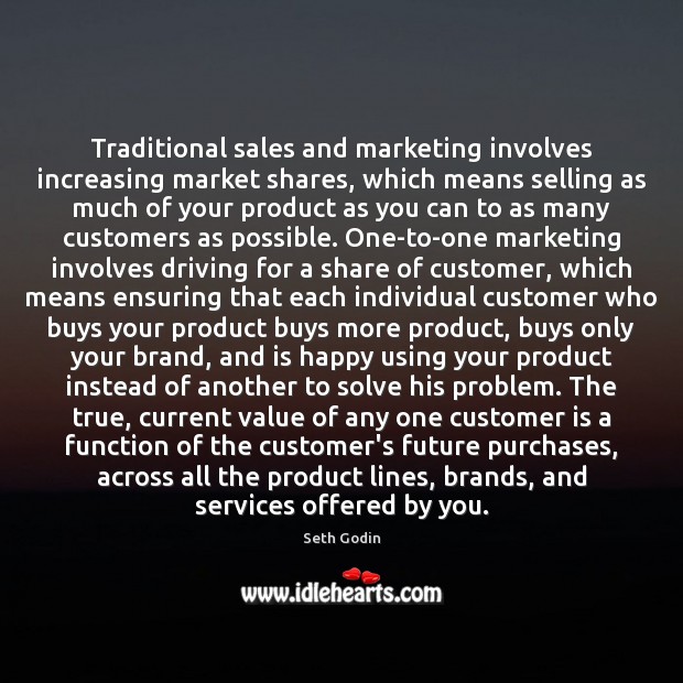 Traditional sales and marketing involves increasing market shares, which means selling as Image