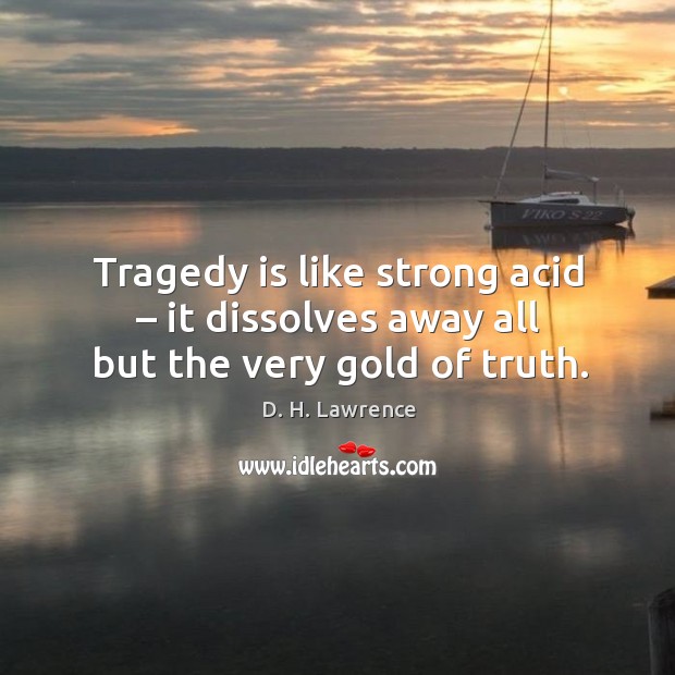 Tragedy is like strong acid – it dissolves away all but the very gold of truth. Image