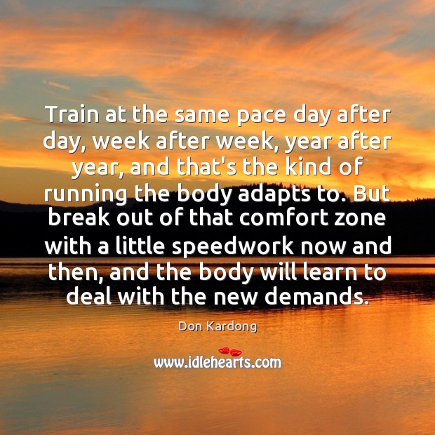 Train at the same pace day after day, week after week, year Don Kardong Picture Quote