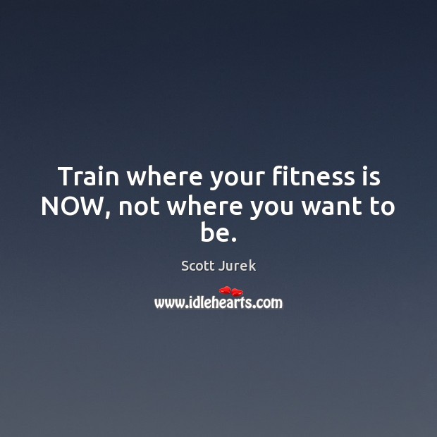 Train where your fitness is NOW, not where you want to be. Fitness Quotes Image