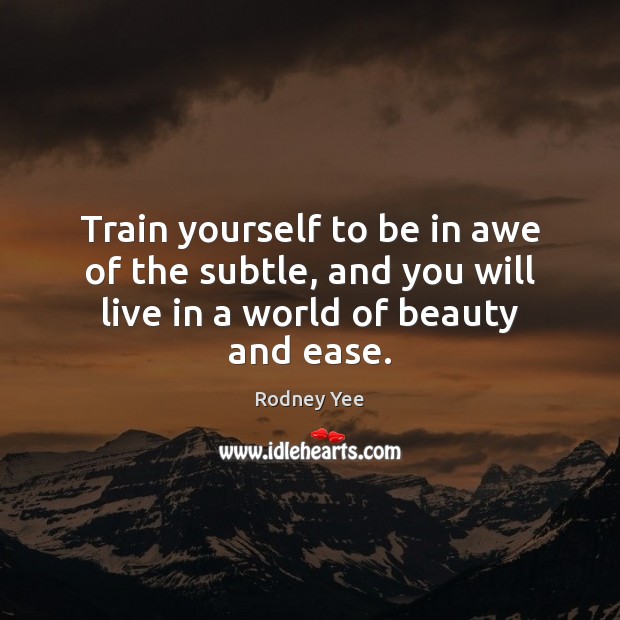 Train yourself to be in awe of the subtle, and you will Image