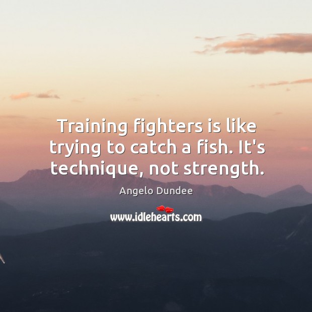 Training fighters is like trying to catch a fish. It’s technique, not strength. Angelo Dundee Picture Quote