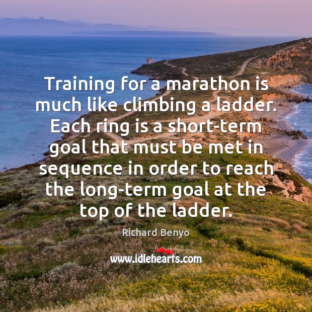Training for a marathon is much like climbing a ladder. Each ring Image