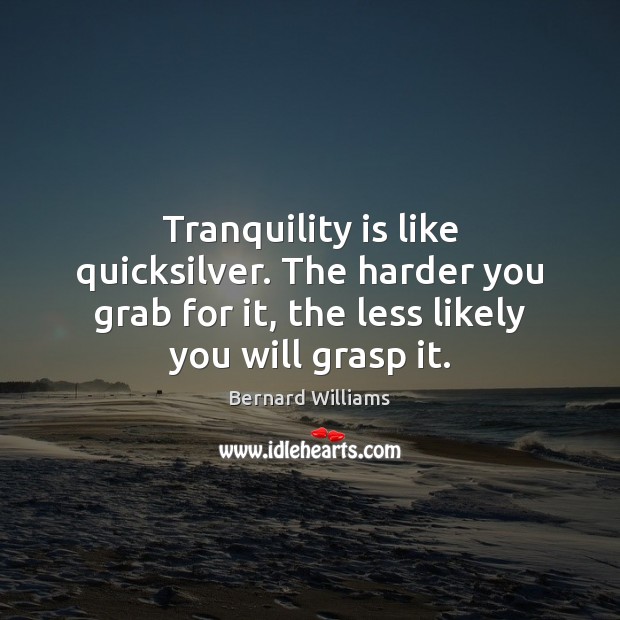 Tranquility is like quicksilver. The harder you grab for it, the less Image