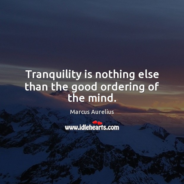 Tranquility is nothing else than the good ordering of the mind. Marcus Aurelius Picture Quote