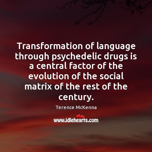 Transformation of language through psychedelic drugs is a central factor of the Terence McKenna Picture Quote