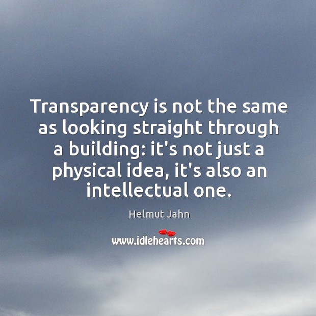 Transparency is not the same as looking straight through a building: it’s Helmut Jahn Picture Quote