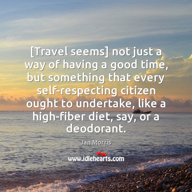 [Travel seems] not just a way of having a good time, but Jan Morris Picture Quote