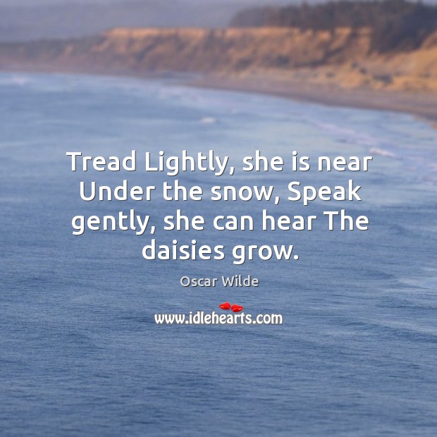 Tread Lightly, she is near Under the snow, Speak gently, she can hear The daisies grow. Image