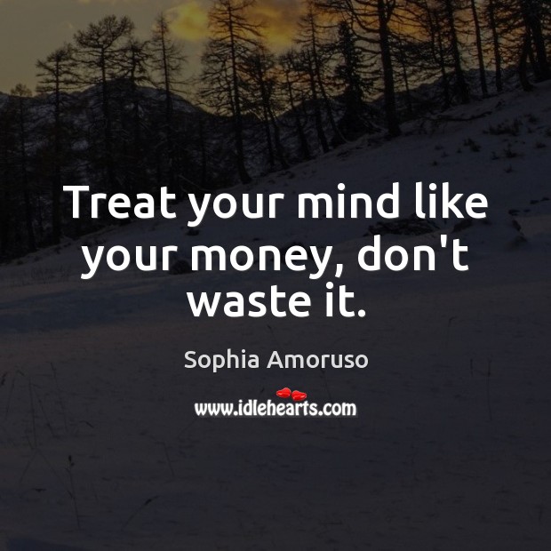 Treat your mind like your money, don’t waste it. Sophia Amoruso Picture Quote
