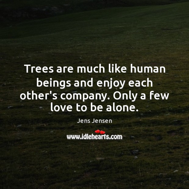 Trees are much like human beings and enjoy each other’s company. Only Jens Jensen Picture Quote