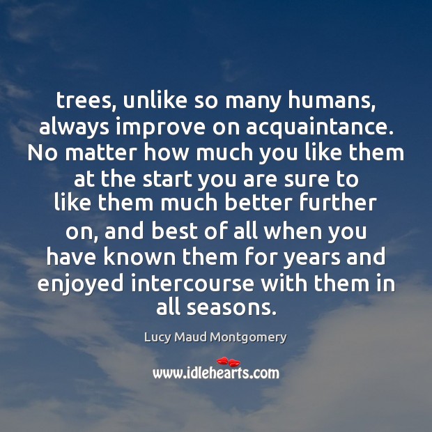 Trees, unlike so many humans, always improve on acquaintance. No matter how Image
