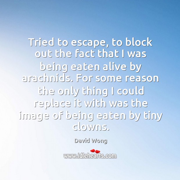 Tried to escape, to block out the fact that I was being David Wong Picture Quote