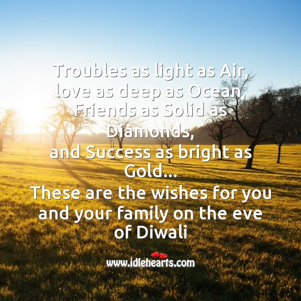 Troubles as light as air Diwali Messages Image