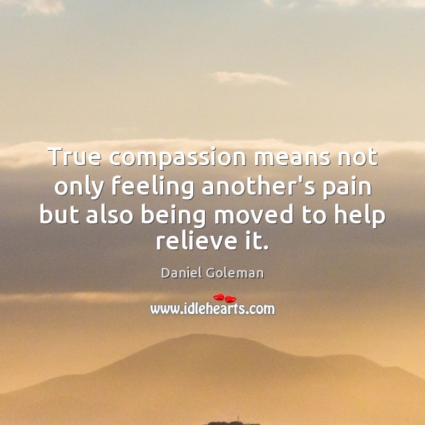 True compassion means not only feeling another’s pain but also being moved Daniel Goleman Picture Quote