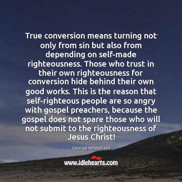 True conversion means turning not only from sin but also from depending George Whitefield Picture Quote