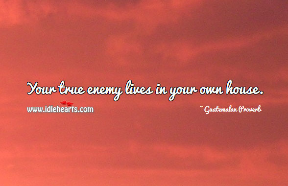 Your true enemy lives in your own house. Guatemalan Proverbs Image