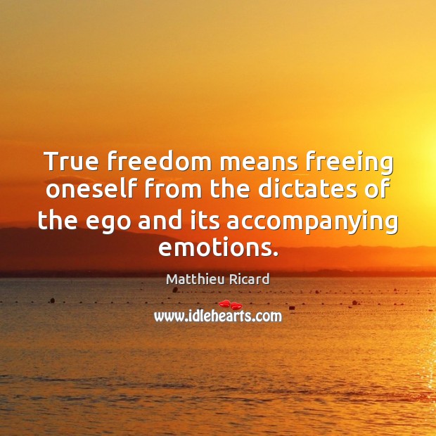 True freedom means freeing oneself from the dictates of the ego and Matthieu Ricard Picture Quote