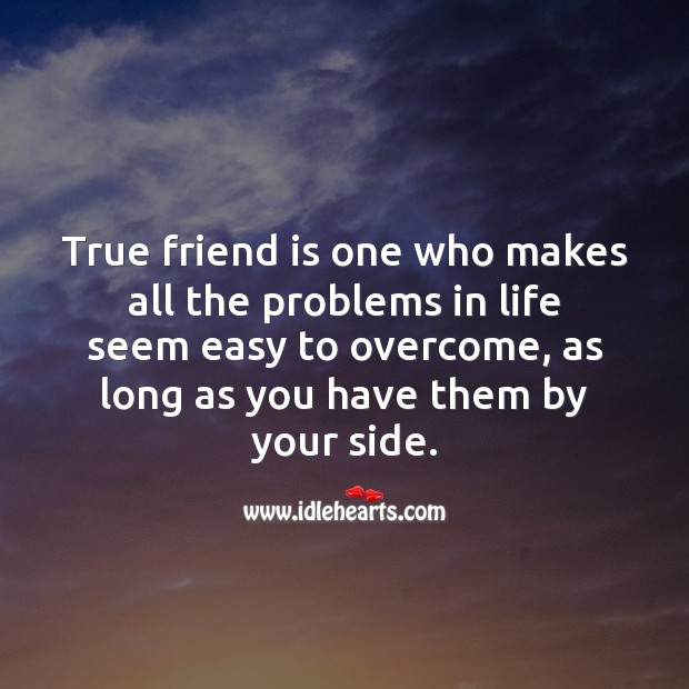 True friend is one who makes all the problems in life seem easy to overcome. Image