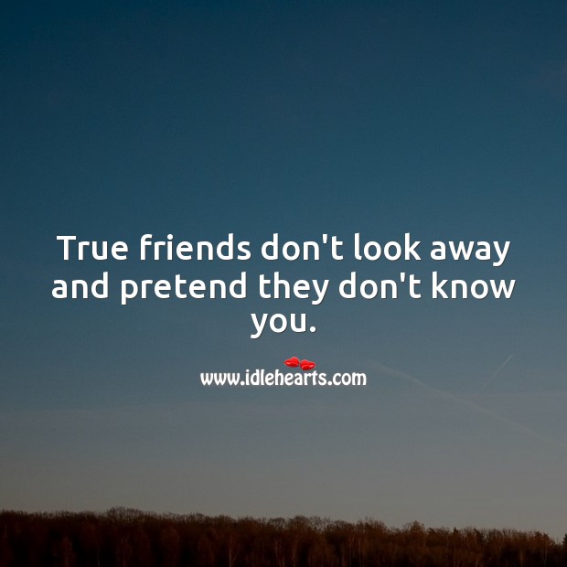 True friends don’t look away and pretend they don’t know you. Pretend Quotes Image