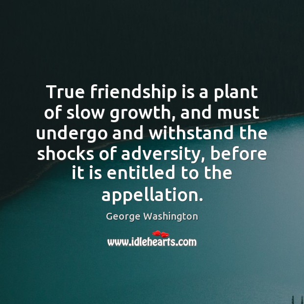 True friendship is a plant of slow growth, and must undergo and George Washington Picture Quote