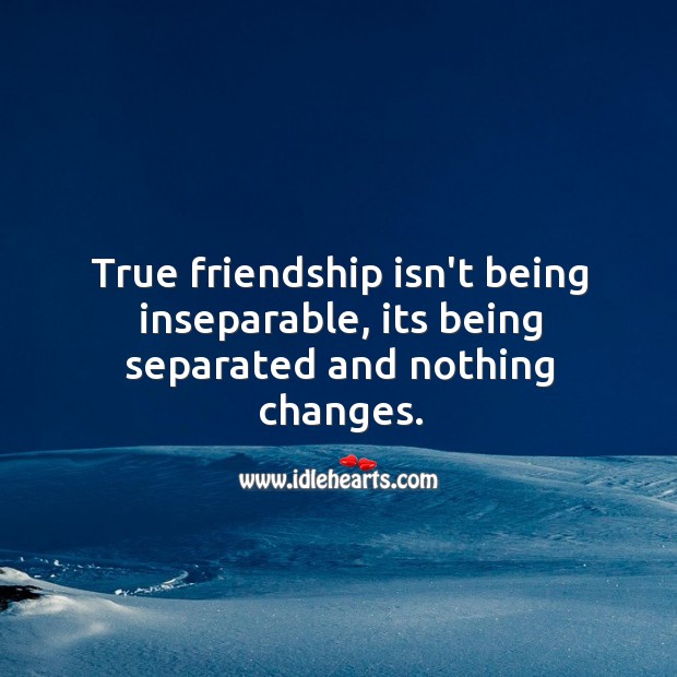 True friendship is being separated and nothing changes. True Friends Quotes Image