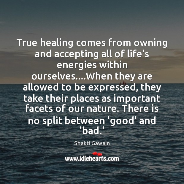 True healing comes from owning and accepting all of life’s energies within Shakti Gawain Picture Quote