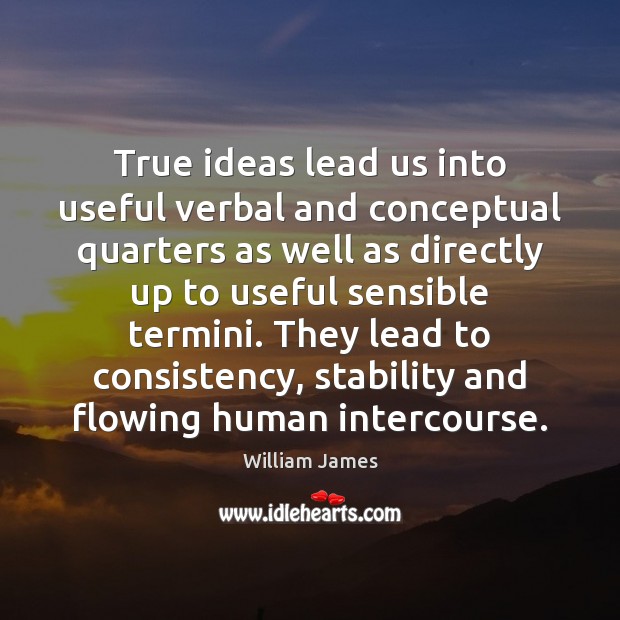 True ideas lead us into useful verbal and conceptual quarters as well William James Picture Quote